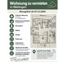 3 Zimmer Wohnung - 850,00&nbsp;EUR Kaltmiete, ca.&nbsp; 80,00&nbsp;m&sup2; in Wehingen (PLZ: 78564)