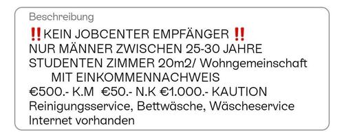 Foto - STUDENTEN WG-Zimmer 20m2 Nichtraucher Einkommen Nachweis