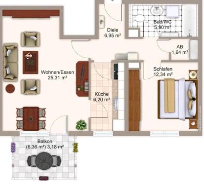 Foto - 2ZKDB, 61m2, Eppelheim (Heidelberg), Balkon, TG