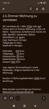 Foto - 2,5 Zimmer Wohnung zu vermieten