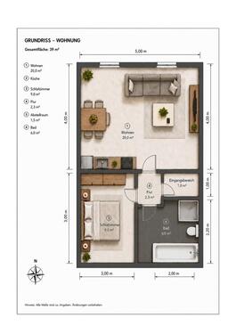 Foto - 39 m² WohnungApartment 