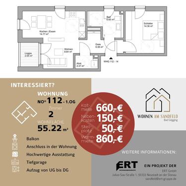 Foto - 2-Zimmer-Wohnung mit Balkon & TG-Stellplatz – Bad Gögging