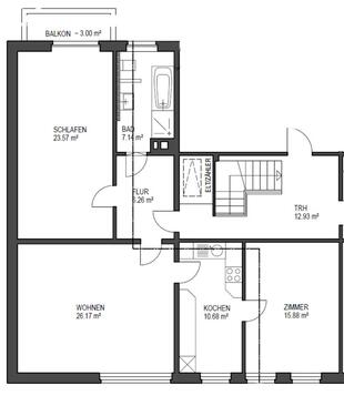 Foto - Helle 3-Zi.-Wohnung, 87 m², Balkon – zentral in Scheeßel