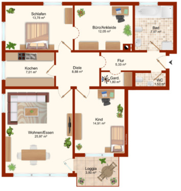 Foto - Sonnige 4-Zimmerwohnung mit Garage