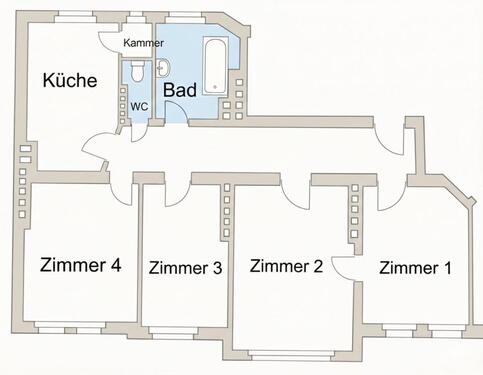 Foto - Schöne 4-Zimmer Wohnung, 1. OG, Wohnküche, Wannenbad, WG-tauglich