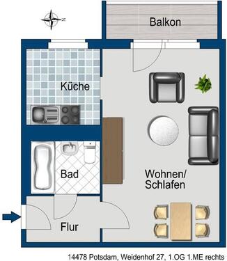 Foto - 1 Zimmer Etagenwohnung zur Miete in Potsdam