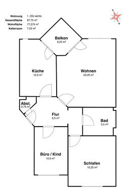 Foto - 3 Zimmer Etagenwohnung zur Miete in Osnabrück