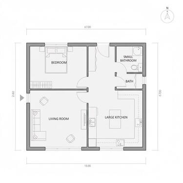 Foto - Wohnung 61m 525€ - 525,00 EUR Kaltmiete, ca.  61,00 m²