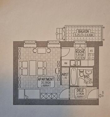 Foto - Erstbezug nach Sanierung – Modernes 1-Zimmer-Apartment mit Balkon