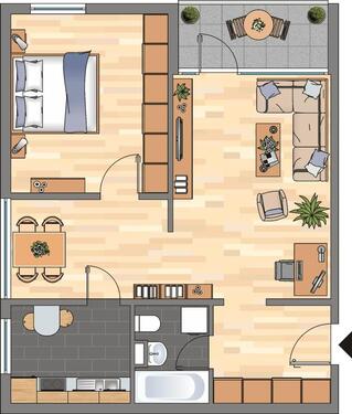 Foto - 2 Zimmer Erdgeschoßwohnung zur Miete in Braunschweig