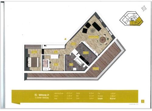Foto - Sonnige 3-Zimmer-Penthouse-Wohnung mit EBK, Dachterrasse