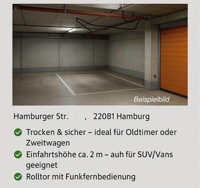 Foto - Tiefgaragenplatz – 2 m Höhe, sicher, trocken; ideal für Oldtimer