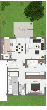 Foto - Moderne 3-Zi.-Erdgeschoss-Wohnung mit Gartenanteil in Niederaichbach zu vermieten.