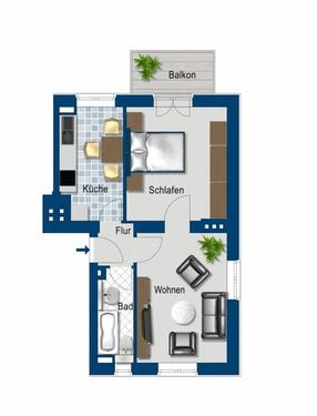Foto - 2 Raum Wohnung Halle Trotha - 530,00&nbsp;EUR Kaltmiete, ca.&nbsp; 46,00&nbsp;m&sup2;