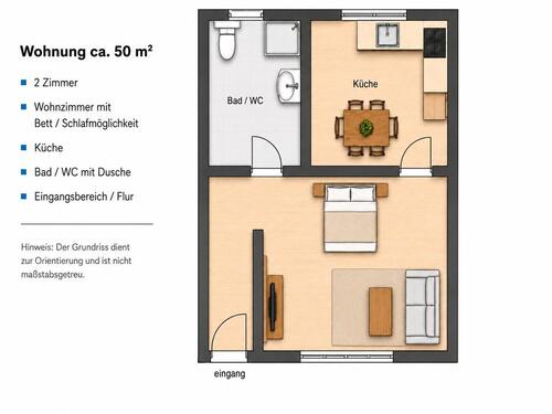 Foto - 2-Zimmer-Wohnung zu vermieten – ca. 50 m², Küche, BadWC – zentra