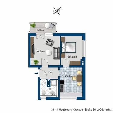 Foto - 2 Zimmer Etagenwohnung zur Miete in Magdeburg