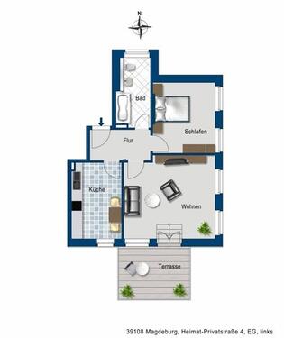 Foto - 2 Zimmer Etagenwohnung zur Miete in Magdeburg