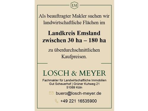 Foto - Landwirtschaftliche Flächen zwischen 30 ha - 180 ha im Landkreis Emsland