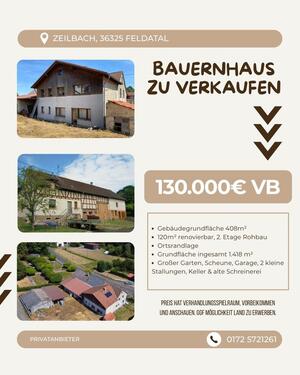 Foto - Bauernhaus zu verkaufen - 130.000,00&nbsp;EUR Kaufpreis, ca.&nbsp; 408,00&nbsp;m&sup2;
