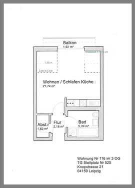 Foto - 1 Zimmer Dachgeschoßwohnung zur Miete in Leipzig