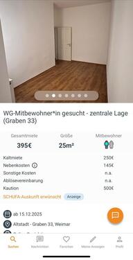 Foto - WG zimmer zentral lage Weimar - 395,00&nbsp;EUR Kaltmiete, ca.&nbsp; 25,00&nbsp;m&sup2;