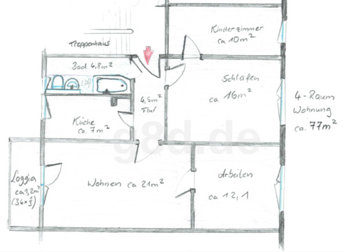 Foto - 4 Zimmer Etagenwohnung zum Kaufen in Großenhain
