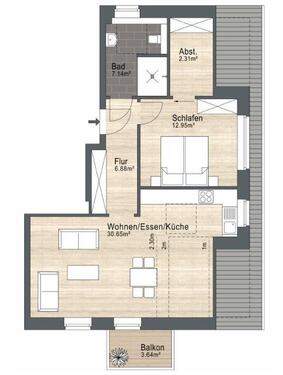 Foto - 2 Zimmer Dachgeschoßwohnung zur Miete in Münster