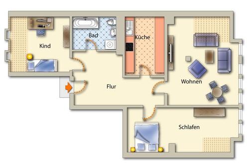Foto - 3 Zimmer Etagenwohnung zur Miete in Freiberg