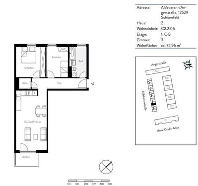 Foto - Moderne 3-Zimmer-Wohnung mit Balkon, Einbauküche & Möbeln