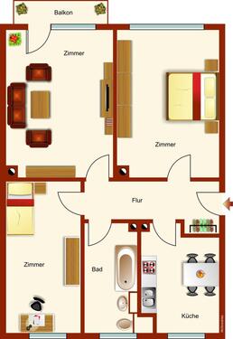 Foto - 3-Raumwohnung in ruhiger Wohnlage mit Balkon