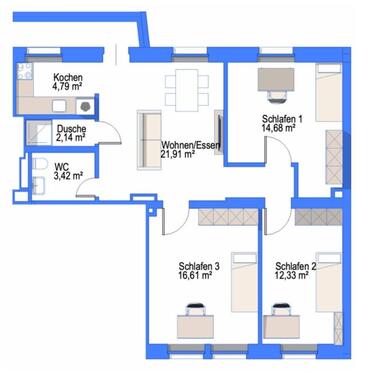 Foto - 3 Zimmer Etagenwohnung zur Miete in Mönchengladbach