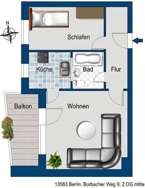 Foto - 1.5 Zimmer Etagenwohnung zur Miete in Berlin