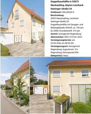 Foto - Versteigerung DHH Neutraubling 2.April Amtsgericht Regensburg