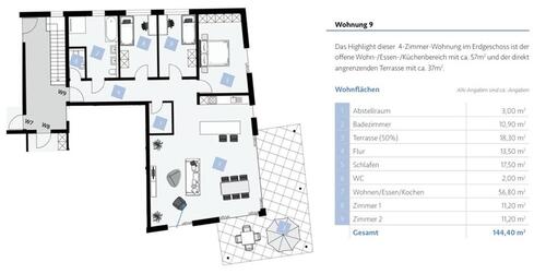 Foto - Wohnung zum Mieten - 2.000,00&nbsp;EUR Kaltmiete, ca.&nbsp; 144,00&nbsp;m&sup2;