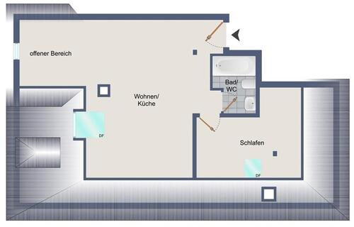 Foto - 2 Zimmer Dachgeschoßwohnung zur Miete in Stuttgart