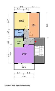 Foto - Helle 3-Raum-Wohnung mit Einbauküche und Balkon!