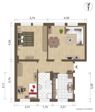 Foto - 3 Zimmer Etagenwohnung zur Miete in Hoyerswerda