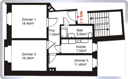 Foto - 3 Zimmer Etagenwohnung zur Miete in Mittweida