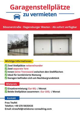 Foto - 2 Garagenstellplätze in Regensburg zu vermieten