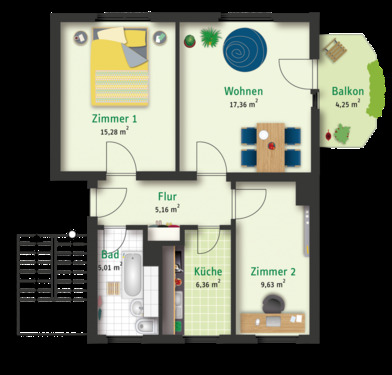 Foto - Etagenwohnung zur Miete in Merseburg