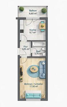 Foto - 1 Zimmer Etagenwohnung zur Miete in Chemnitz