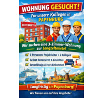 Mietwohnung für Monteure - 800,00&nbsp;EUR Kaltmiete, ca.&nbsp; 60,00&nbsp;m&sup2; in Papenburg (PLZ: 26871)