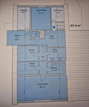 Foto - 4 Zimmer Dachgeschoßwohnung zur Miete in Fleckeby