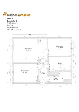 Foto - 3 Zimmer Etagenwohnung zur Miete in Prenzlau