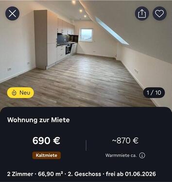 Foto - Dachgeschosswohnung, Zwei Zimmer Wohnung