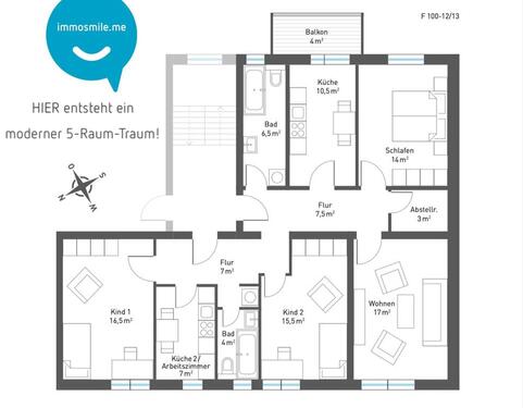 Foto - TOP • Laminat • 5-Zimmer • Laminat • 2 Bäder mit Wanne & Fenster • gleich anschauen • Chemnitz