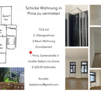 Helle 3-Raum-Wohnung in Pirna, Gartenstraße, schicker Altbau