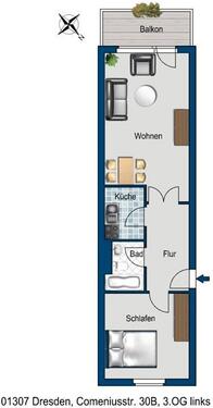 Foto - 2 Zimmer Etagenwohnung zur Miete in Dresden