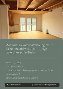 Foto - Moderne 3-Zimmer-Wohnung mit 2 Balkonen und viel Licht