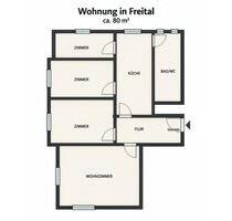 4-Zimmer-Wohnung – gute Lage - 520,00&nbsp;EUR Kaltmiete, ca.&nbsp; 80,00&nbsp;m&sup2; in Freital (PLZ: 01705)